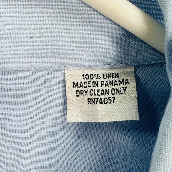 Ramon Puig Guayabera Shirt Mens 4XL Long Blue Linen Button Up Cuban 4 Pocket S/S - Picture 7 of 10